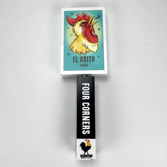 Four Corners Brewing Co Beer Tap Handle 8.5" EL GRITO Lager Rooster - Picture 3 of 7